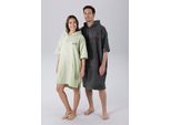 Badeponcho KANGAROOS "Summer, ideal für Sauna, Spa & im Urlaub, Damen & Herren" Gr. L, grün, L/XL, Baumwolle, Hausmäntel, Surfponcho, mit Bauchtasche, 100% Baumwolle, Frottee