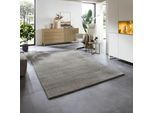 Teppich THEKO "San Diego", grau, B:60cm H:13mm L:90cm, Schurwolle, Teppiche, Teppich, handgewebt, 60% Wolle, Knüpfoptik, meliert, leichter seidiger Glanz