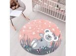 Kinderteppich CARPET CITY "ANIME916", rosa, H:11mm Ø:160cm, Polypropylen (PP), Teppiche, Kinderteppich, Kinderzimmer Teppich Modern mit lustigen Cartoon-Figuren, Multi