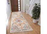 Teppich HANSE HOME "Strozzi", blau (beige,blau), B:80cm H:8mm L:240cm, Jute, Polyester, Polypropylen (PP), Teppiche, Teppich, Läufer, Orientalisch, Kurzflor, Wohnzimmer, Schlafzimmer, Esszimmer