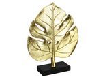 Dekofigur I.GE.A. "Splitphilo-Blatt Statue", gold, B:19cm H:24cm, Polyresin, Dekofiguren, Blattskulptur Figur Skulpturen Blätter Deko Ornament Geschenk gold