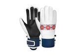 Skihandschuhe REUSCH "Charlize R-TEX XT", Damen, Gr. 6,5, weiß (dunkelblau, weiß), 50% Leder, 40% Polyester, 7% Lederimitat, 3% Polyamid, bestickt, Handschuhe, mit wasserdichter, atmungsaktiver Funktion