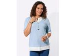 2-in-1-Shirt CASUAL LOOKS "2-in-1-Shirt", Damen, Gr. 46, blau (eisblau, weiß, bedruckt), 54% Viskose, 44% Polyester, 2% Elasthan, unifarben, Shirts 2-in-1 Shirt