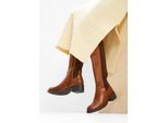 bonprix Stiefel aus Leder, braun, Gr.41, Klassicher Stiefel aus Leder mit Elastikeinsatz, aus Glattleder