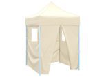 vidaXL Profi-Partyzelt Faltbar mit 4 Seitenwänden 2×2m Stahl Creme