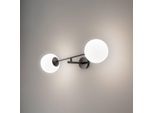 Wandlampe Linear, schwarz/opal, zweiflammig