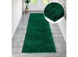 Läufer MY HOME "Viva" Gr. 18, grün (dunkelgrün), B:80cm H:45mm L:300cm, Kunstfaser, Teppiche, Läufer, Läufer, Brücke, Uni-Farben, einfarbig, besonders weich und kuschelig