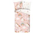 Jugendbettwäsche , Mehrfarbig , Textil , Einhorn , 135x200 cm , bügelleicht , Heimtextilien, Bettwäsche & Leintücher, Kinderbettwäsche