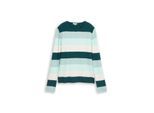 TOM TAILOR Damen Strickpullover mit Rundhalsausschnitt, grün, Gestreift, Gr. L