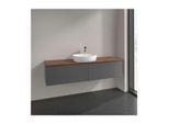 Villeroy und Boch Antao Waschtisch-Unterschrank L36012GK mit Beleuchtung, 2 Auszüge, 1600 x 360 x 500 mm, Front ohne Struktur, Anthracite Matt Lacquer / Warm Walnut