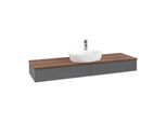 Villeroy und Boch Antao Waschtisch-Unterschrank K14052GK 160x19x50cm, Hahnlochbohrung, Waschbeckenplattenfarbe warm walnut, anthracite matt lacquer