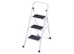 Klapptrittleiter , Schwarz, Weiß , Metall , 47x15x116 cm , rutschfeste Stufen , Haushalt & Kleinelektro, Leitern