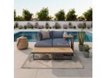 Ambia Garden Loungegarnitur , Dunkelgrau, Teakfarben , Holz, Metall , Teakholz , Hartholz , 56x70x60 cm , wetterbeständig , Gartenmöbel, Loungemöbel, Loungegarnituren
