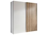 Mid.you Schwebetürenschrank, Weiß, Eiche, Holzwerkstoff, 2 Fächer, 170x196x57 cm, Schlafzimmer, Kleiderschränke, Schwebetürenschränke