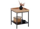 Xora Beistelltisch, Schwarz, Eichefarben, Metall, Holzwerkstoff, quadratisch, Flachrohr, eckig, 40x50x40 cm, Bsci, einfacher Aufbau, Wohnzimmer, Wohnzimmertische, Beistelltische, Beistelltische Metall
