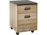 Rollcontainer HOME AFFAIRE "SHERWOOD", braun (old style hell dekor), B:47cm H:60cm T:51cm, Holzwerkstoff, Rollwagen, Rollcontainer, mit Apothekergriffen aus Metall, Breite 47 cm, Soft-Close-Funktion