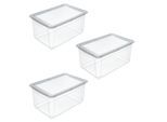 Aufbewahrungsbox KEEEPER "bea, 3er Set, mit Air Control-System 43L, 59 x 39 x 27 cm", transparent, B:59cm H:27cm T:39cm, Kunststoff, Aufbewahrungsboxen, Aufbewahrungsbox, Air-Control-System, stapelbar