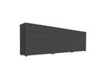 Mid.you Sideboard Mailand Set 4, Anthrazit, Kunststoff, 3 Fächer, 8 Schublade(n) Schubladen, 237x73x33 cm, erweiterbar, stehend, Wohnzimmer, Kommoden & Sideboards, Sideboards