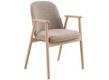 Livetastic Armlehnstuhl Leo, Beige, Holz, Textil, Eiche, massiv, rund, 55.5x80.5x57 cm, FSC Mix, Esszimmer, Stühle, Esszimmerstühle, Armlehnenstühle