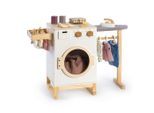 Musterkind Kinderwaschmaschine , Naturfarben, Weiß , Holz, Holzwerkstoff , 35x55x85 cm , EN 71, CE , Spielzeug, Holzspielzeug