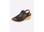 Sandale GEMINI, Damen, Gr. 37, schwarz (jeansblau), Glattleder, Schuhe Sandale