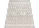 Teppich PACO HOME "Livorno 671", beige (creme), B:160cm H:14mm L:220cm, Polypropylen, Teppiche, Teppich, Uni-Farben, Scandi, Rauten Muster, Hoch-Tief Effekt, Outdoor geeignet