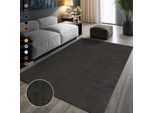 Teppich SANAT "UNI , auch als Läufer- und Rundgrössen erhältlich", grau (dunkelgrau), B:80cm H:13mm L:200cm, Kunstfaser, Teppiche, Teppich, robuster Kurzflorteppich, grosse Farbauswahl, Wohnzimmer, alle Räume