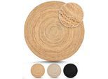 Teppich CARPETFINE "Nele Juteteppich Naturfaser", beige (natur), H:6mm Ø:90cm, Jute, Teppiche, Teppich, geflochtener Wendeteppich aus 100%Jute, in rund und oval, viele Grössen
