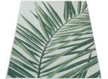 Teppich PACO HOME "Ostende 537", grün, B:150cm H:4mm L:150cm, Polypropylen, Teppiche, Teppich, Flachgewebe, Motiv Palmenblätter, In- und Outdoor geeignet, Wohnzimmer