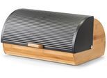 Brotkasten ZELLER PRESENT "39 x 27 x 19 cm", braun (braun, schwarz), B:39cm H:19cm, Lebensmittelaufbewahrungsbehälter, Brotkasten