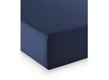 Spannbettlaken FLEURESSE "Q4000 Plus für Boxspringbetten", blau (dunkelblau), B:120cm, Mako-Jersey, Obermaterial: 96% Baumwolle, 4% Elasthan, Bettlaken, Spannbettlaken