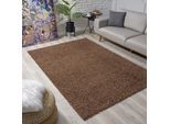 Hochflor-Teppich SANAT "LOCA" Gr. 6, braun (dunkelbraun), B:200cm H:30mm L:290cm, Kunstfaser, Teppiche, Hochflor-Teppich, Wohnzimmer, Langflor, Shaggy, Schlafzimmer