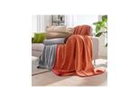 Wohndecke IBENA Gr. 1, rostrot, B:150cm L:200cm, 58% Baumwolle, 35% Polyacryl, 7% Polyester, Wohndecken, Wohndecke