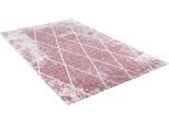 Teppich TOM TAILOR HOME "Fine Lines" Gr. 1, rosa (hellrosa), B:50cm H:5mm L:80cm, Wolle, Teppiche, Teppich, Flachgewebe, Rauten Design, ideal im Wohnzimmer & Schlafzimmer