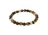 Armband AMOR, edelstahlfarben, braun, braun, Armbänder, Herren, 19cm, Edelstahl, Armband, mit Tigerauge