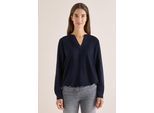 Langarmbluse CECIL, Damen, Gr. XL (44), blau (urban dunkelblau), Stoff, 100% Viskose, unifarben, normal normal, Rundhals, abgesteppt, Blusen, mit Elastiksaum