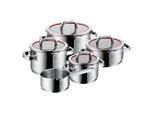 WMF Kochtopfset Function 4, Edelstahl, Metall, 5-teilig, 16 cm,20 cm,16 cm, rostfrei, Abgießfunktion,mit Silikonring, backofengeeignet, Kochen, Töpfe, Topfsets