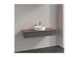 Villeroy und Boch Antao Waschtisch-Unterschrank L10112GK mit Beleuchtung, 1 Auszug, 1200 x 190 x 500 mm, Front mit Struktur, Anthracite Matt Lacquer / Warm Walnut