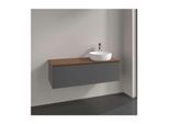 Villeroy und Boch Antao Waschtisch-Unterschrank L34012GK mit Beleuchtung, 1 Auszug, 1200 x 360 x 500 mm, Front ohne Struktur, Anthracite Matt Lacquer / Warm Walnut