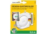 Aufputz-Gurtwickler SCHELLENBERG "Minisystem, Design-Gurtwickler inkl. 5 m Gurtband", weiß, B:2,2cm H:14,3cm, Gurtwickler, Aufschraubwickler zum öffnen, Lochabstand 8 cm, 180 schwenkbar