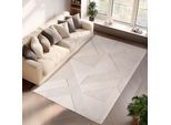 Teppich AYYILDIZ TEPPICHE "POMPEI 1613", beige (creme), B:160cm H:12mm L:230cm, Microfaser, Teppiche, Teppich, Läufer, pflegeleichte Oberfläche, leicht zu reinigen, Kurzflor
