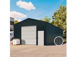 6,02 x 11,55 m TITAN, Stahldach, Leichtbauhalle, Trapezblechverkleidung, Anthrazit, mit Statik (Betonuntergrund), mit Motor - (KROV00068)