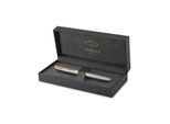 Parker Sonnet Tintenroller | Edelstahl mit Goldzierteilen | feine Spitze | Schwarze Tinte | Geschenkbox
