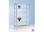 Standvitrine BST, Brandschutzklasse B1, 5 Fächer, abschliessbare Schiebetüren, B 1500 x T 500 x H 1950 mm, Aluminium/Glas, silber