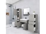 P & B Badezimmer, Hellgrau, Holzwerkstoff, 5-teilig, 2 Fächer, 5 Schublade(n) Schubladen, 120 cm, Fsc, hängend, Spiegel mit Ablage, Badezimmer, Badmöbelsets & Badmöbelserien, Badmöbel-Sets