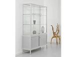 Staufachvitrine BST, Brandschutzklasse B1, 3 Fächer, 1 Staufach, abschliessbare Schiebetüren, B 880 x T 500 x H 1950 mm, Aluminium/Glas/Metall, silber