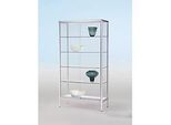 Standvitrine BST, Brandschutzklasse B1, 5 Fächer, abschliessbare Schiebetüren, B 800 x T 500 x H 1950 mm, Aluminium/Glas, silber