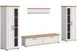 Wohnwand HOME AFFAIRE "Cosenza", weiß (sibu lärche nachbildung), B:316cm H:161cm T:40cm, Kastenmöbel-Sets, Wohnwand, Cosenza, Breite: 336 cm, 2xVitrine, Lowboard, Wandboard