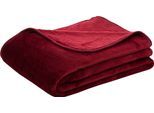 Wohndecke GÖZZE "Uni Decke aus recyceltem Polyester", rot (bordeaux), B:150cm L:200cm, Polyester, Wohndecken, Wohndecke, Kuscheldecke