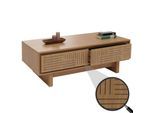 Couchtisch MCW-O33, Sofatisch Wohnzimmertisch Beistelltisch, 2 Schubladen 2 Fächer, Melamin 40x120x60cm ~ Ulme Natur